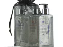Beauty-Day Italy gift set with shampoo, shower gel, and soap dispenser and scrub sponge